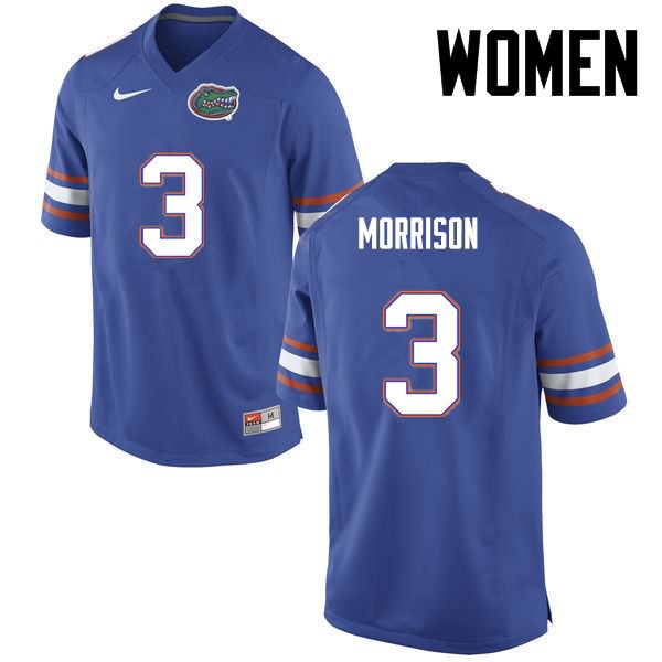 Women's NCAA Florida Gators Antonio Morrison #3 Stitched Authentic Nike Blue College Football Jersey BKV7065PR